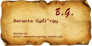 Berente György névjegykártya